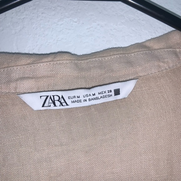 Zara Linen Fringe Bell Sleeve Button Down Shirt - Picture 5 of 9